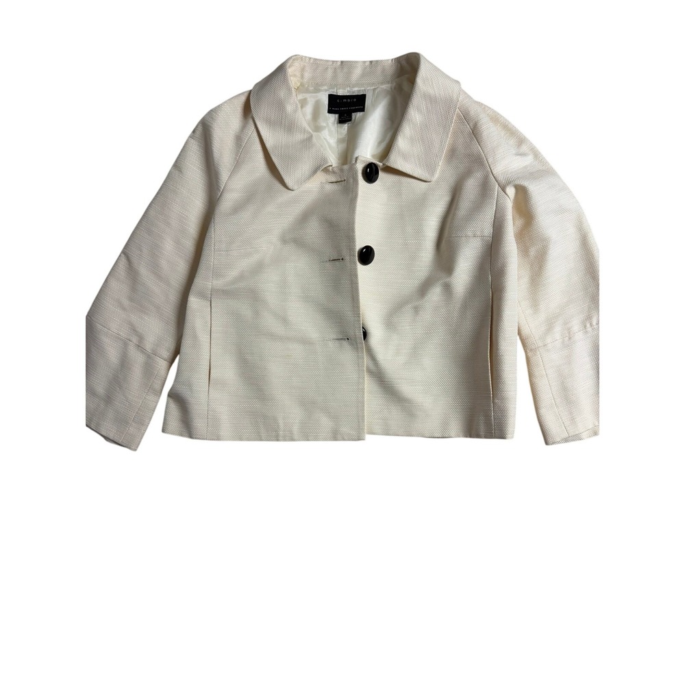 Cambia Mark Shale Ivory Textured Bell Sleeve Button Front Blazer Jacket Size 4